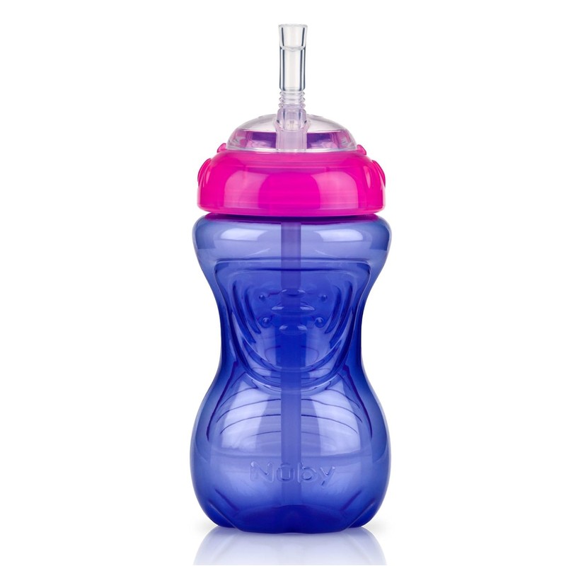 Nuby No-Spill Soft Straw Easy Grip Sippy Cup for Girls