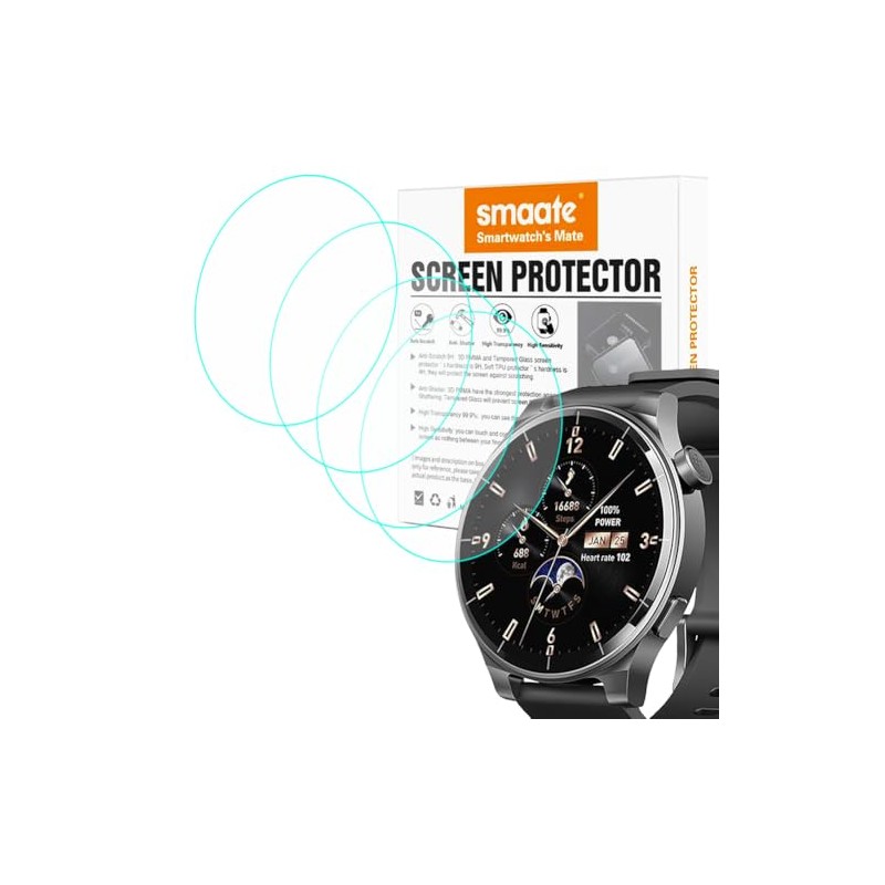 smaate Compatible with TOZO S5 1.43”, Round Smart Watch Tempered