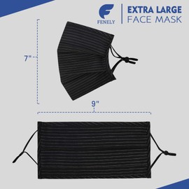 Beard Face Mask for Bearded Men, Extra Large XL Facemask with Nose Wire Washable Reusable Breathable Adjustable Ear Loops Fashionable Adult Stripe Cotton Cloth Fabric Madks, cubre bocas para hombres