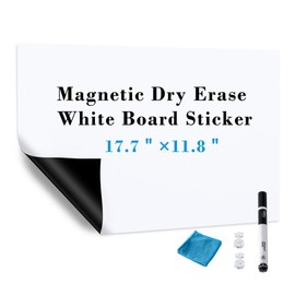 Deli Magnetic Dry Erase White Board Sticker, 17.7" x 11.8" Self Adhesiveve Whiteboard for Wall, Office, Home, Kids, Easy to Write and Clean, Includes Marker, Magnets,Pen Holder and Cleaning Cloth.