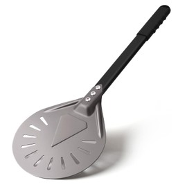 Newmeto Pizza Turning Peel 7 Inch Round Aluminum Perforated Pizza Peel Turner with Metal Handle Pizza Paddle for Homemade Pizza Oven Accessories