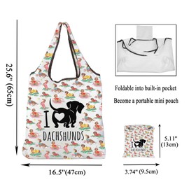 CMNIM Dachshund Foldable Tote Bag Dachshund Lovers Gifts for Dog Mom Bag Weiner Dog Gift Cute Dachshund Reusable Shopping Bag, 25623 Dachshund F