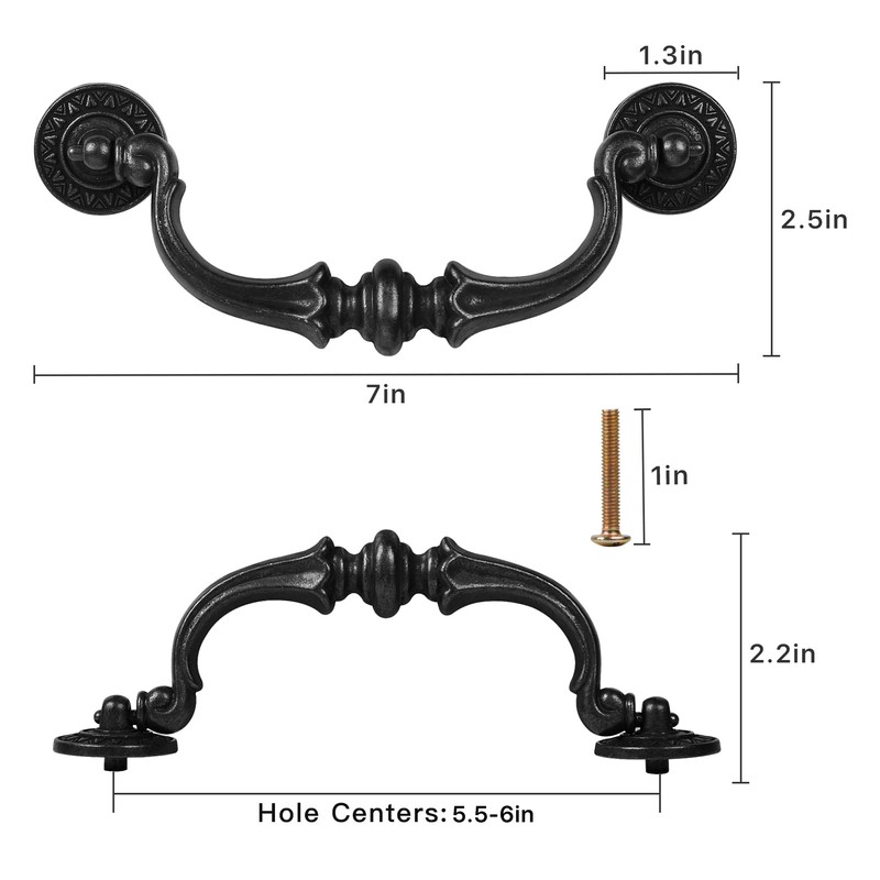 Supkiir 6 Pack Drawer Pulls Handles, 5.5" Hole Center Vintage