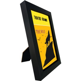 ReqiHome 4 Packs,Theatre bill Frame with Real Glass,Black Theatre Frame,Holds 5.5x8.5 inch Media with Installed Hanger and Easel (4, Black Frame)