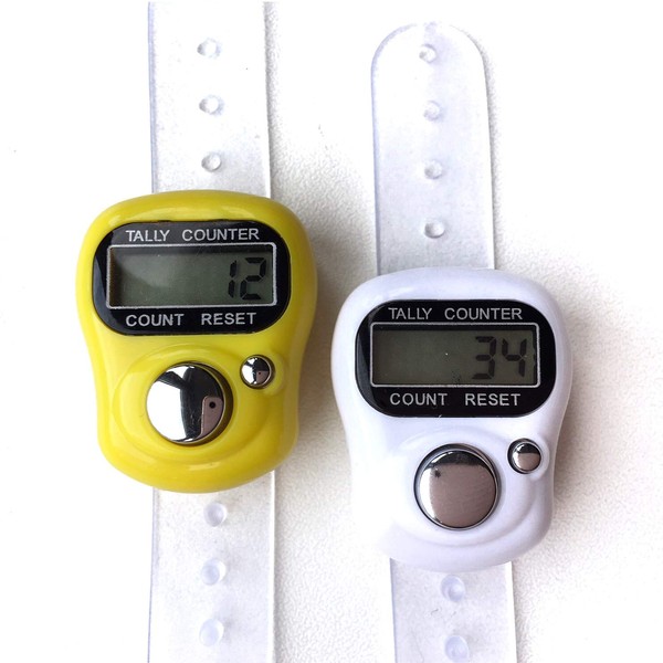 KnitUK Tally Counter - LCD (Finger-Held). Pack of 2. White