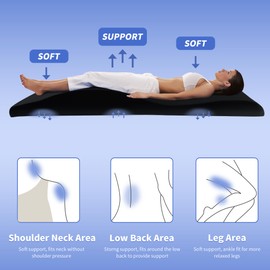 HOMBYS Ergonomic Curvy Foam Massage Bed Mattress Topper, Massage Table Mattress Topper with Removable Velvet Cover, Non-Slip Lash Bed Cushion Only for Beauty Salon(Bed Not Included),Black,70" x 23"