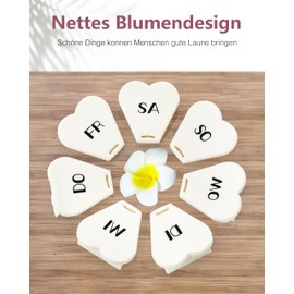 MOLN HYMY Cute Weekly Pill Box 7 Day Yellow Round Flower Pill Box 1 Time Per Day (Pearl White)