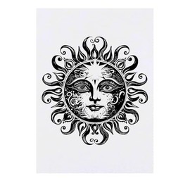 'Vintage Sun with Face' Temporary Tattoo - Water Resistant, Skin-Safe, Non-Toxic Transfer (TO00084607)