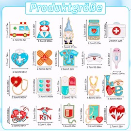 SEPGLITTER Lapel Pins Nurse 24 Pieces Enamel Brooches Set Nurse Hats Stethoscope Syringe Nurse Pin Gift for Nurses Doctors Feminists Decoration