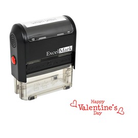 Valentines Day Rubber Stamp - Happy Valentines Day Stamp - Red Ink