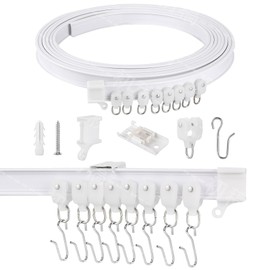 Ceiling Curtain Track Flexible Bendable Curtain Rail Curtain Tracks Set for Window Door Shower Room Divider RV (5 Meters)