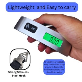 Luggage Scale, Hanging Baggage Digital Weight Scale with LCD Display, Portable, Tare Function, Lightweight & Compact for Travel & Home Use – 110 lb / 50 kg