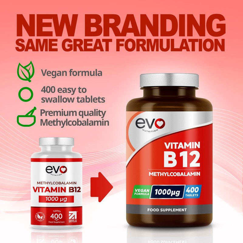 Vitamin B12 1000mcg Methylcobalamin | 400 Vegan Tablets | Reduction