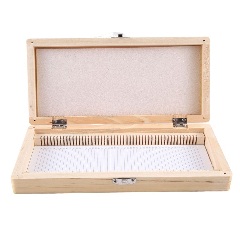 Lyaciomn Wooden Slide Storage Box, Holds 50 Slides, Microscope Slide