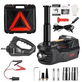 Electric Car Jack kit 5 Ton 12V Electric Floor Jack Lift for Vehicle, Electric Hydraulic Jack Auto Repair Tool Set with Built-in Inflator and Impact Wrench for SUV Sedan Truck Tire Change