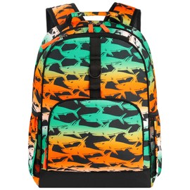 Choco Mocha Shark Backpack for Boys Backpack Elementary School Backpack Kids 17 inch Kindergarten Backpack for Boys 1st 2nd Grade Shark Bookbag School Bag 6-8 5-7 with Chest Strap Hawaii