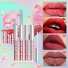 Set De 4 Labiales Mate Labial Resistencia Agua Color Rojo