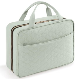 Lifewit Travel Toiletry Bag, Large Hanging Makeup Bag Organizer for Women, Transparent Travel Cosmetic Bag with Hanging Hook for Full Size Bottles, Vacation Essentials, Large, Mint Green