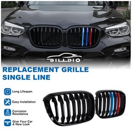 BILLDIO G01 G02 Color Grille，Front Kidney Single Slat Grill For G01 G02 X3 X4 2018-2021，ABS Gloss Black