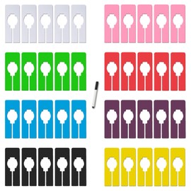 40 Pcs Hanging Closet Size Dividers - MaehSab 8 Colors, Rectangular, Reusable, Writable Plastic Clothing Rack Dividers, Closet Separators for Organizing Clothes by Size and Color