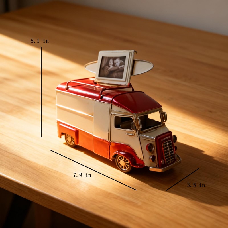 FMYSUSUXY Vintage Truck Van Model Piggy Bank with Photo Frame