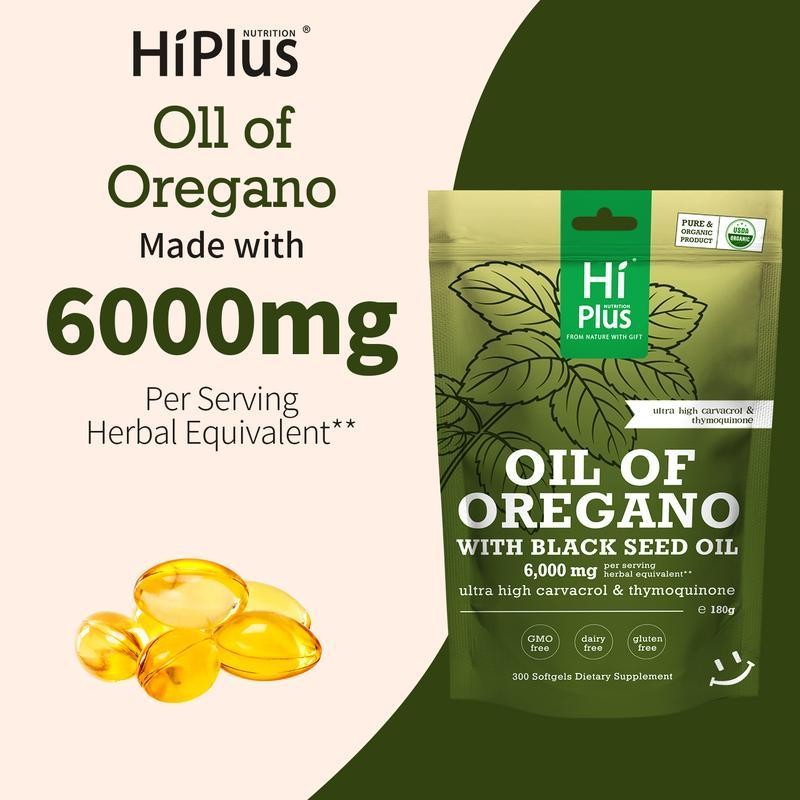 HiPlus Nutrition Oregano Oil with Black Seed Oil Softgels |