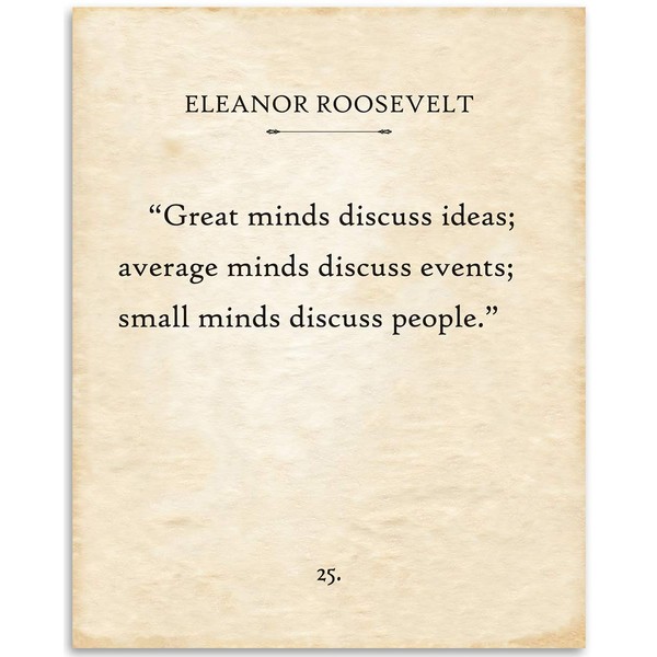 Great Minds Discuss Ideas Poster, Powerful Quotes for Men, Women, Teens, Positive Daily Sayings, Motivational Wall Art Poster for Home Office, Bedroom, Bathroom, 11x14 Unframed Posters