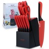hecef 13 Pieces Kitchen Knife Set with Built-in Sharpening Wooden