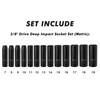 CASOMAN 13 Pieces 3/8-Inch Drive Impact Socket Set, 6-Point, Metric,