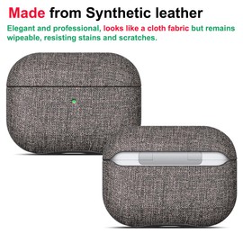 LOPIE Case for AirPods Pro 2nd Generation - Handmade AirPods Pro 2 Case Cover with Lanyard - Made of Vegan Leather - Canvas Style - Protective Hard Shell Cover - Wireless Charging Compatible - Gray