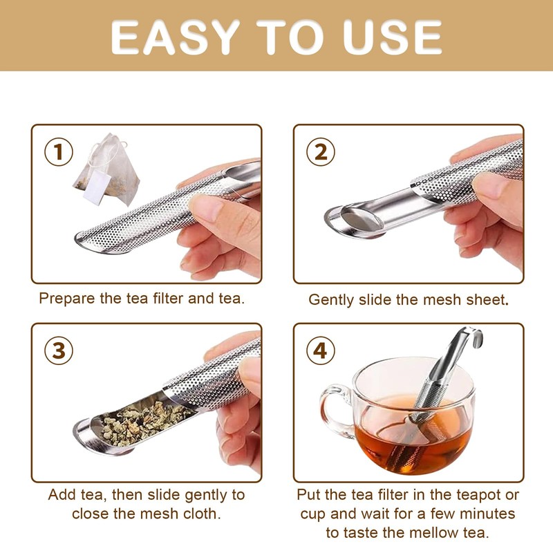 Tehttz 2Pcs 304 Stainless Steel Tea Strainer, Mesh Strainer with