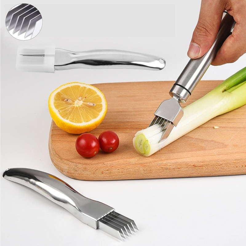 Linyongc Stainless Steel Shred Silk Cutter, 2Pcs Green Onion Cutter,