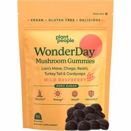 Plant People Plant People WonderDay Mushroom Gummies - Lion's Mane, Cordyceps, Chaga Mushroom Supplement to Support Immune System De-Stress Boost Mood & Energy in Adults Natural, Vegan, Non-GMO (60 Count)