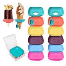Zvvastnz Silicone Popsicle Holder for Kids, Reusable Pop Holders for Toddlers, No mess Ice Cream Holder for Summer and Birthday Party, Adjustable Clips, Dishwasher Safety, 12pcs, 2-in-1
