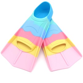 Gugmoy Kids Swim Fins,Comfortable Silicone Flippers for Swimming and Diving,Size Suitable Beginners Kids Girls Boys Adults (Colorful-22, XXXS)