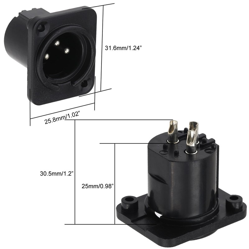 Greluma 6 PCS XLR Male 3 Pin Panel Jack XLR