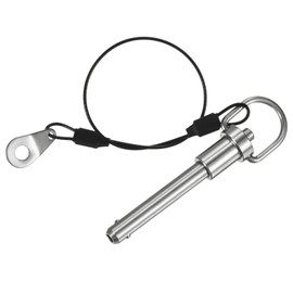 M METERXITY Push-Button Ball Locking Pin, 5/16" [8mm] Dia., 1-9/16"[40mm] Usage Length Ring Quick Release Lock Pins W Lanyard Cable for Speaker/Aviation/Gym/Machine [304 Stainless Steel]