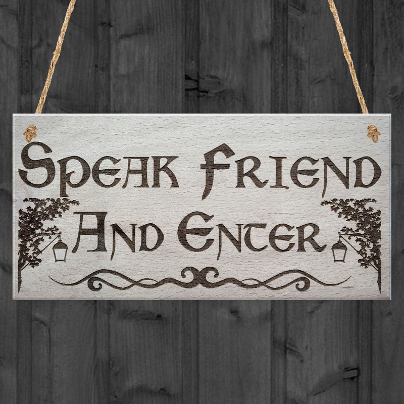 RED OCEAN Speak Friend And Enter Wooden Hanging Man Cave