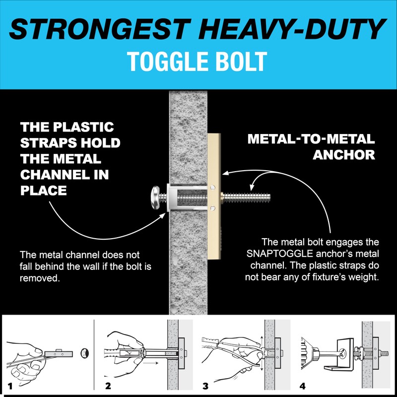 12 Pieces TOGGLER SNAPTOGGLE Drywall Anchor with included bolts for