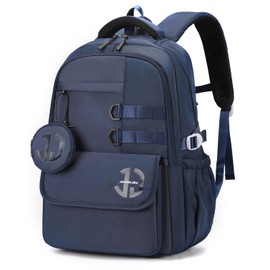 Tanou School Backpack Boys Backpack Teenagers 32L Large School Bag for Boys 12-18 Years, Nylon School Bags Boys Durable Backpacks with Laptop Compartment, navy