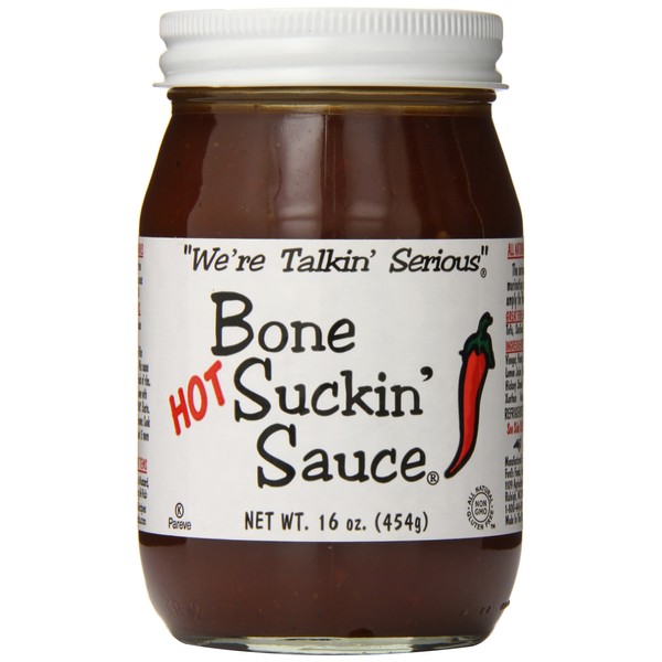 Bone Suckin Fords Gourmet Foods BBQ Sauce, Hot, 16 Ounce