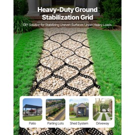VEVOR Gravel Grid, 2 Inch Depth, 17.06 x 8.86 FT / 5200 x 2700 mm, 1880 LBS Per Sq ft Grass Ground Retainer, Permeable Geo Grids Driveway Stabilization, for Garden, Patio, Walkway, RV Parking Slopes