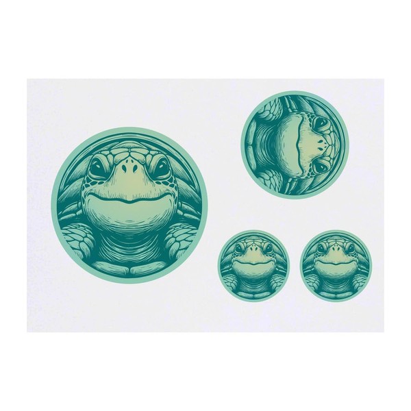 4 x 'Cute Smiling Turtle' Temporary Tattoos - Water Resistant,