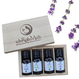 uh*Roh*Muh Organic Tea Tree Essential Oil, Organic Sage Essential Oil, Organic Rosemary Essential Oil and Organic Lavender Essential Oil - 4 Pack Organic House Selection Set - 15 ml Euro droppers
