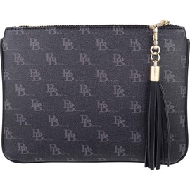 B BRENTANO Bolsa de embrague vegana con detalle de borla, MB Negro, Small