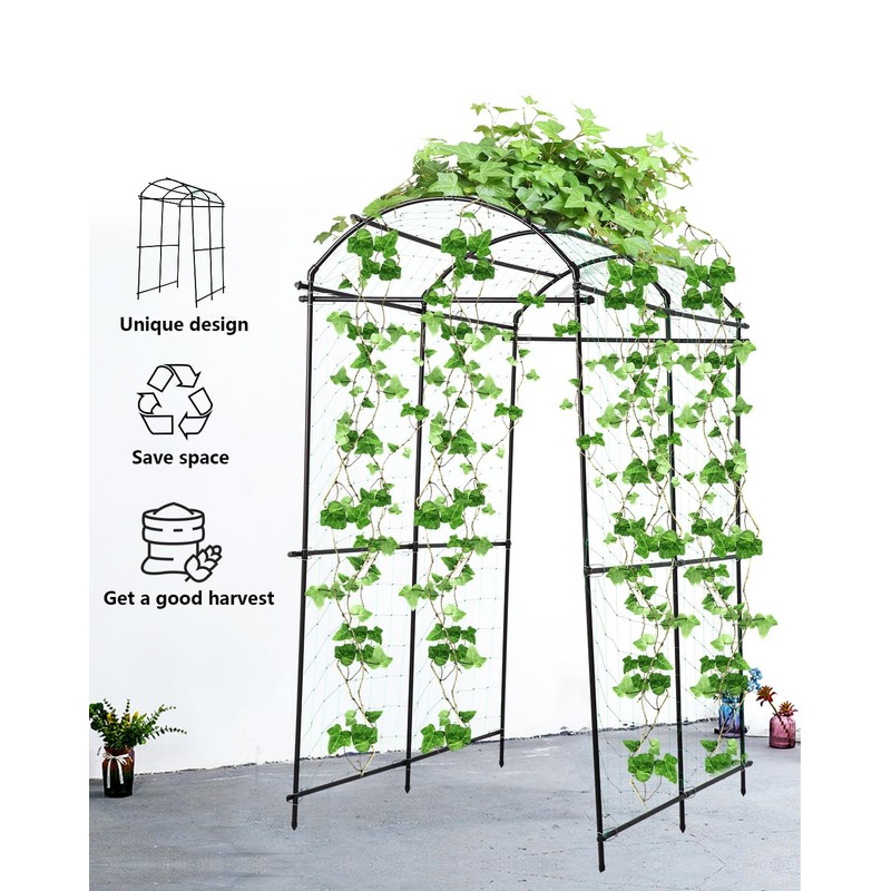 FAHKNS 7FT Garden Arch Trellis for Climbing Plants Outdoor, Polyethylene-Coated