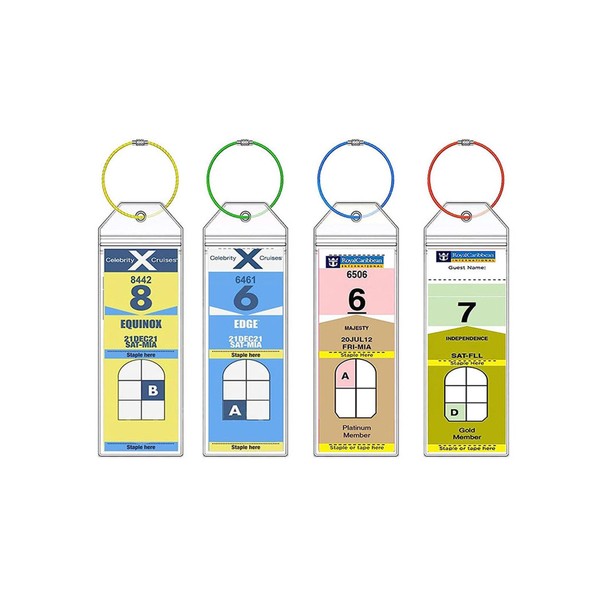 SULIVES 4Pcs Cruise Luggage Tag Holder - Leave a Personal Mark on Your Travels, Luggage Tags with Steel Loops Applies to Air Train Cruise Travel, Hotel Accommodation, Camping (7.48 x 2.56 in)
