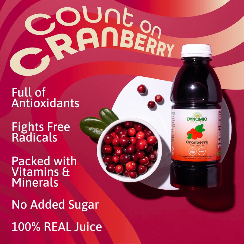 Dynamic Health Pure Cranberry Unsweetened 100% Juice Concentrate, Natural Antioxidant