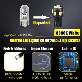 ENDPAGE 10-Pieces White Tacoma LED Interior Light Kit for Toyota Tacoma 2005 2006 2007 2008 2009 2010 2011 2012 2013 2014 2015 2016 2017 2018 2019 2020 2021 2022 + License Plate Lights, Install Tool