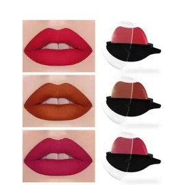 Elecsera Apple Shape/Lip Shape, Matte Lipstick for Women Pack of 3 (Red, Pink,Nude) (Red, Pink, Nude, 10 g)
